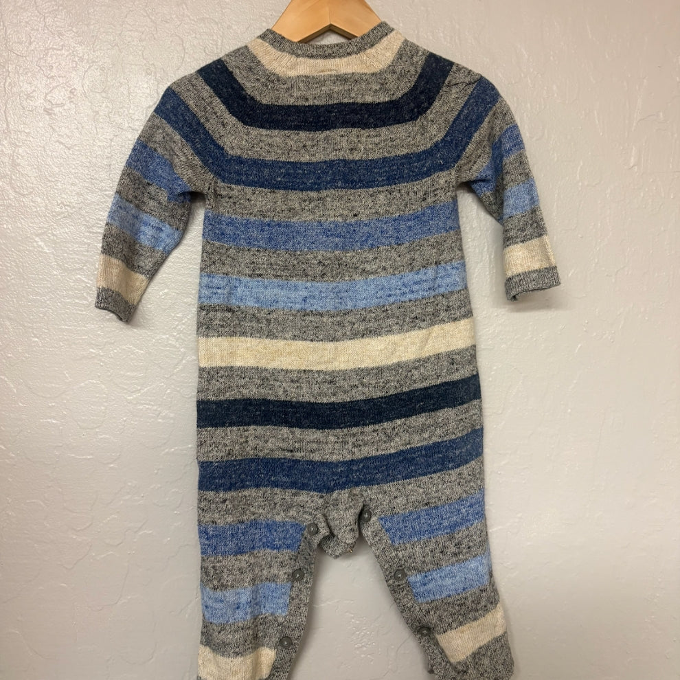 baby gap boys' gray striped romper 6-12M