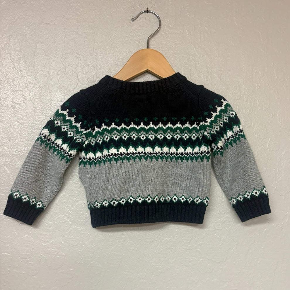 janie and jack boys' gray and navy sweater 3-6M