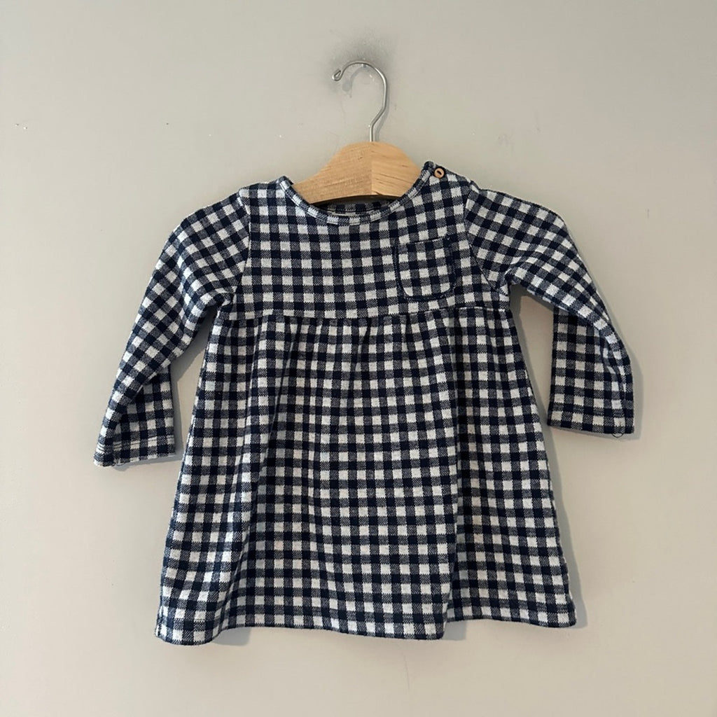 zara navy plaid dress 18-24M