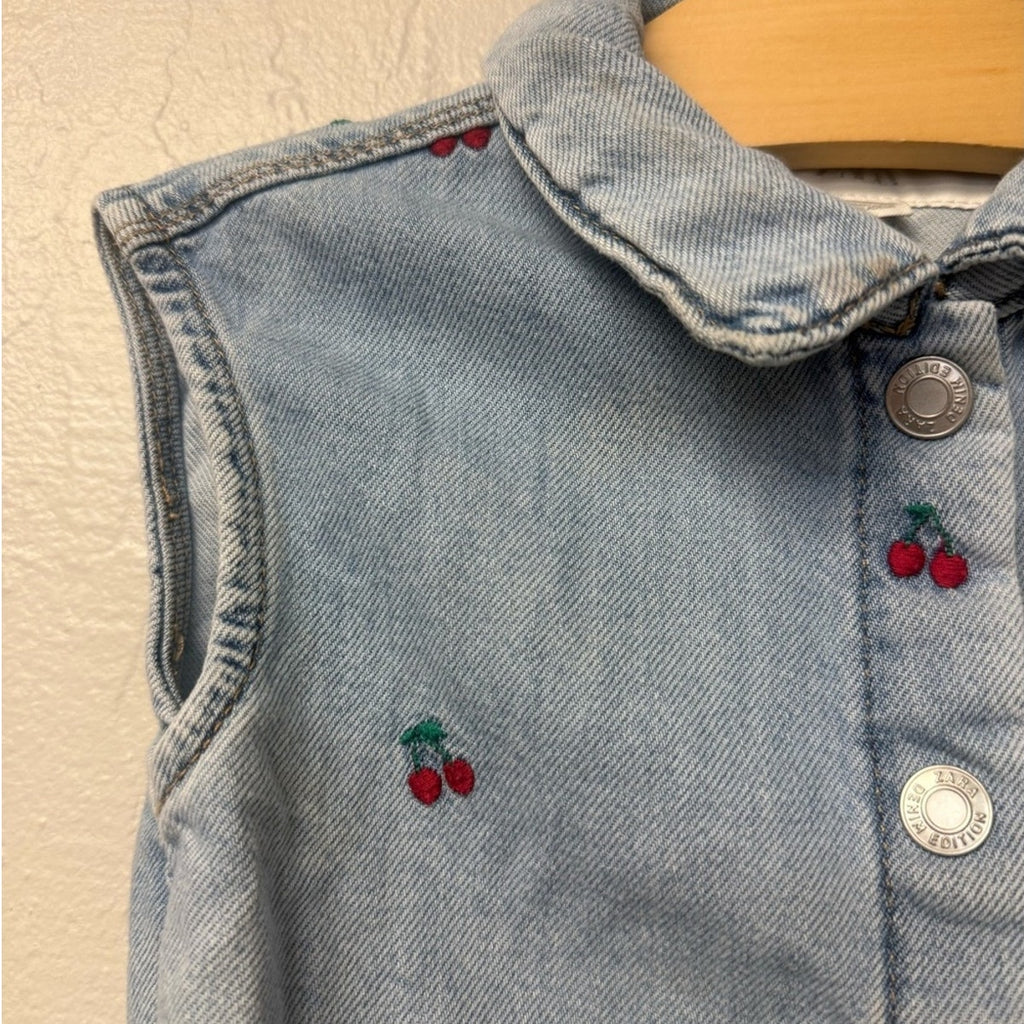 zara cherry denim top 5Y