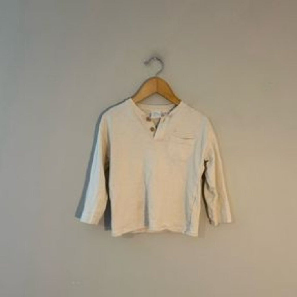 zara boys' cream neutral henley 4-5Y
