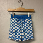 hanna andersson boys' blue checkered shorts 3Y