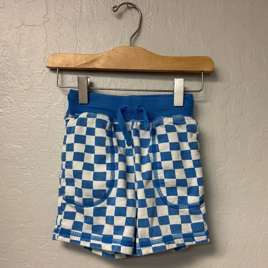 hanna andersson boys' blue checkered shorts 3Y