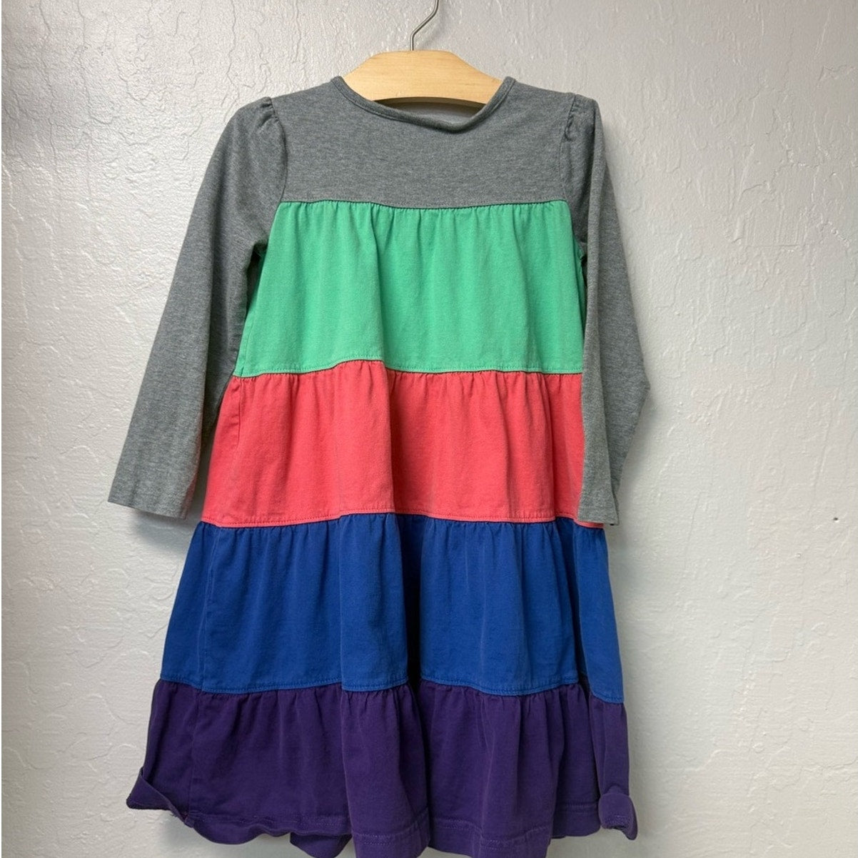 hanna andersson tiered colorblock dress 5Y