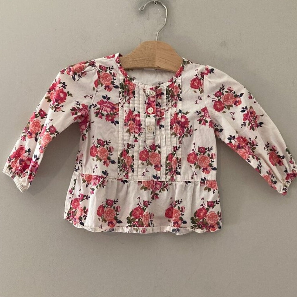 old navy cream floral blouse 18-24M
