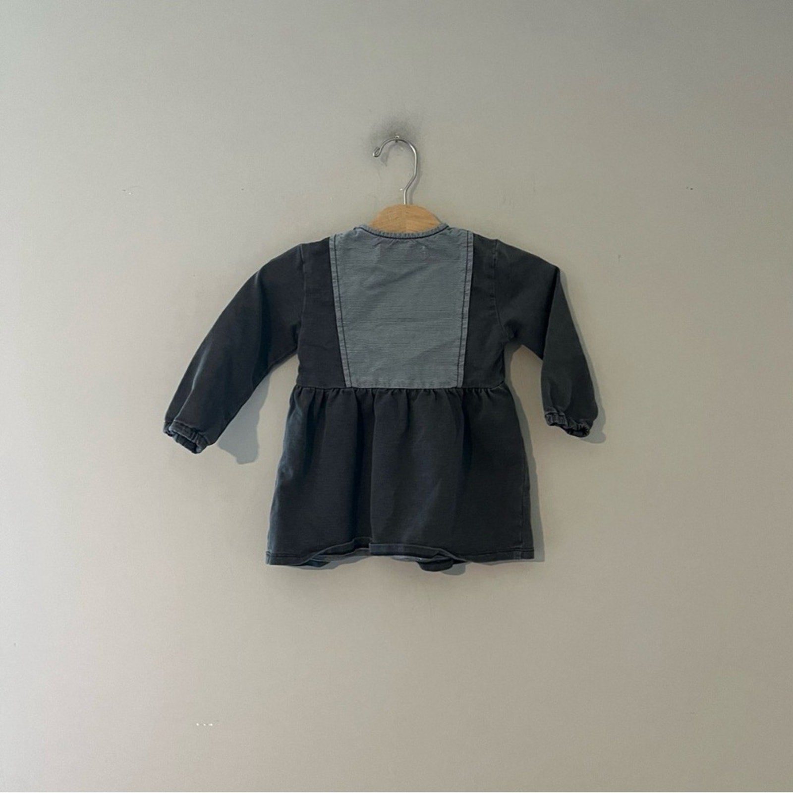 zara washed black denim stripe‎ dress 12-18M