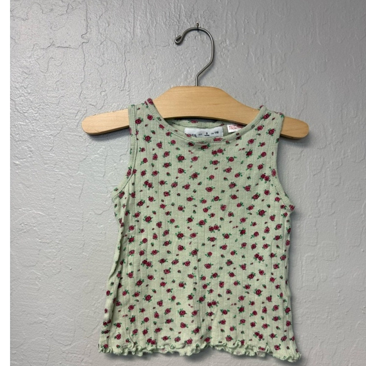 zara green pointelle floral 5Y