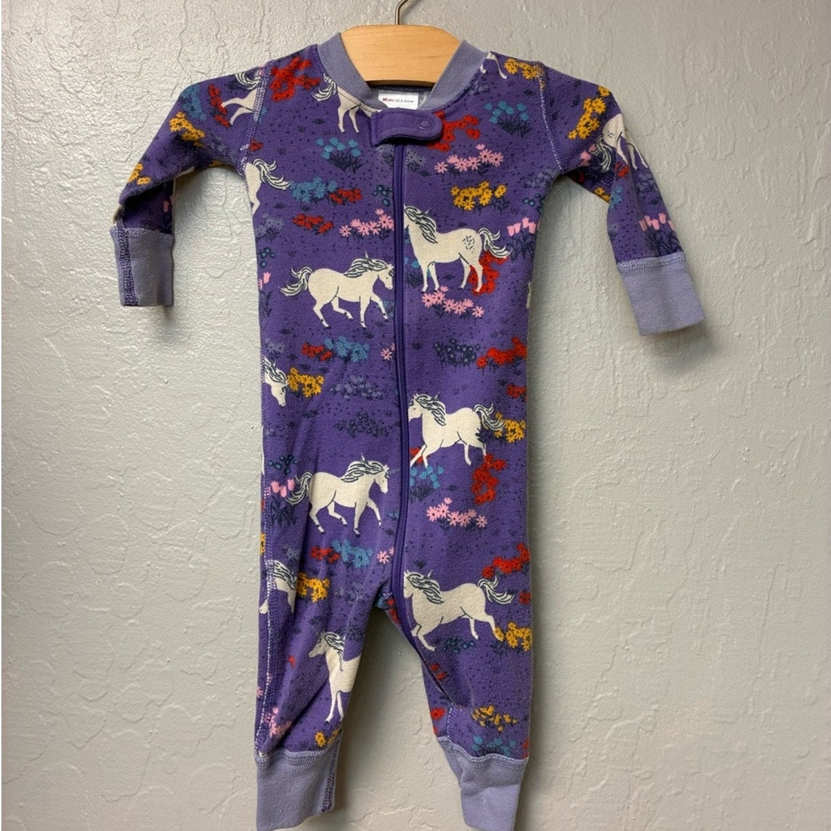hanna girls' purple unicorn zippy 3-6M