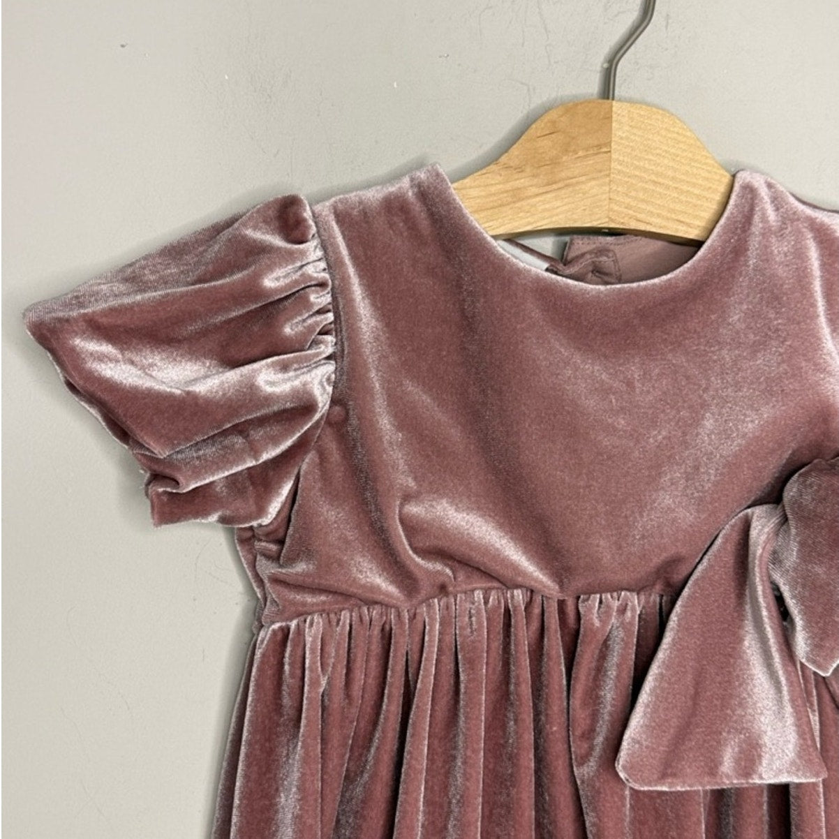 zara purple velvet dress with bow 3Y