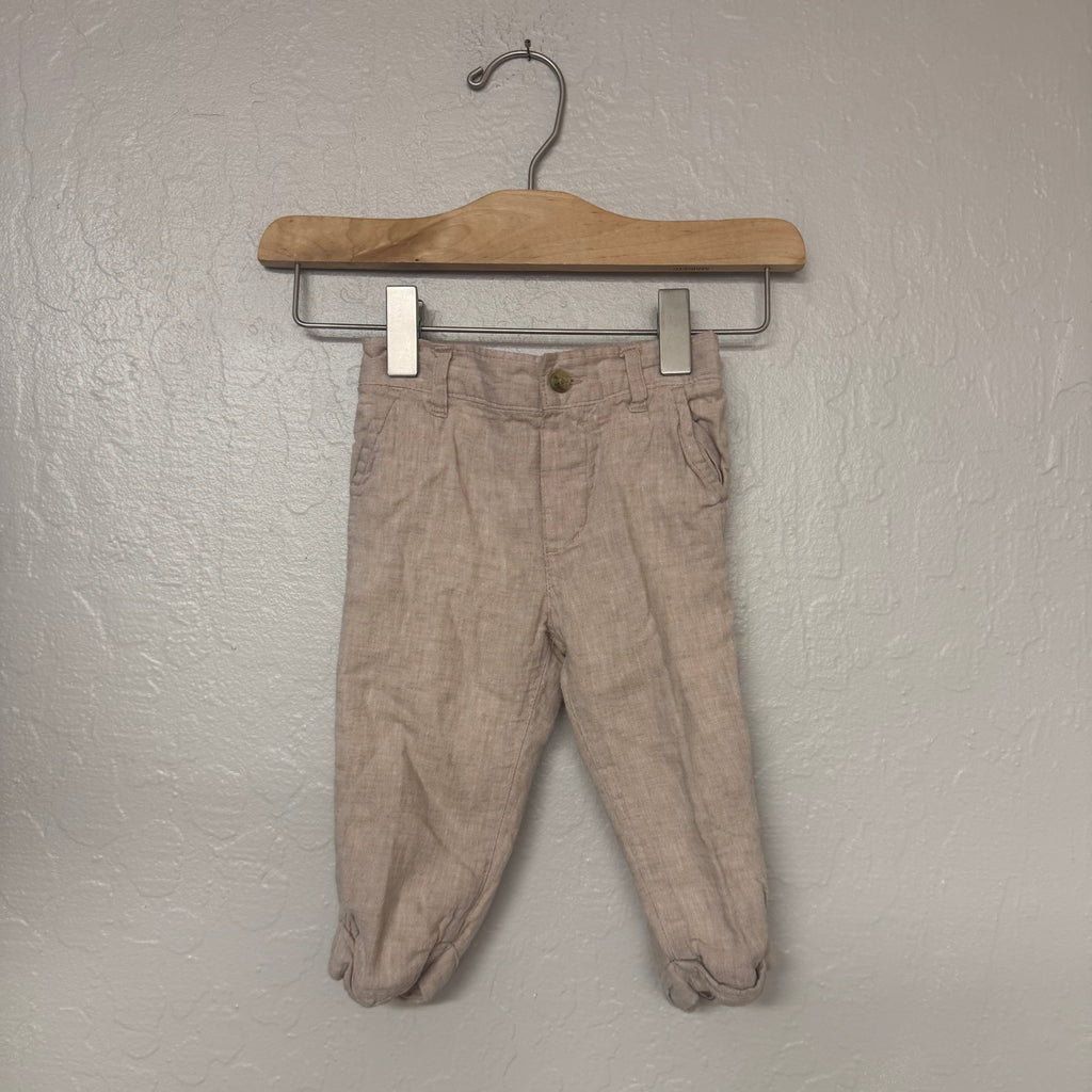 janie and jack beige linen pants 6-12M