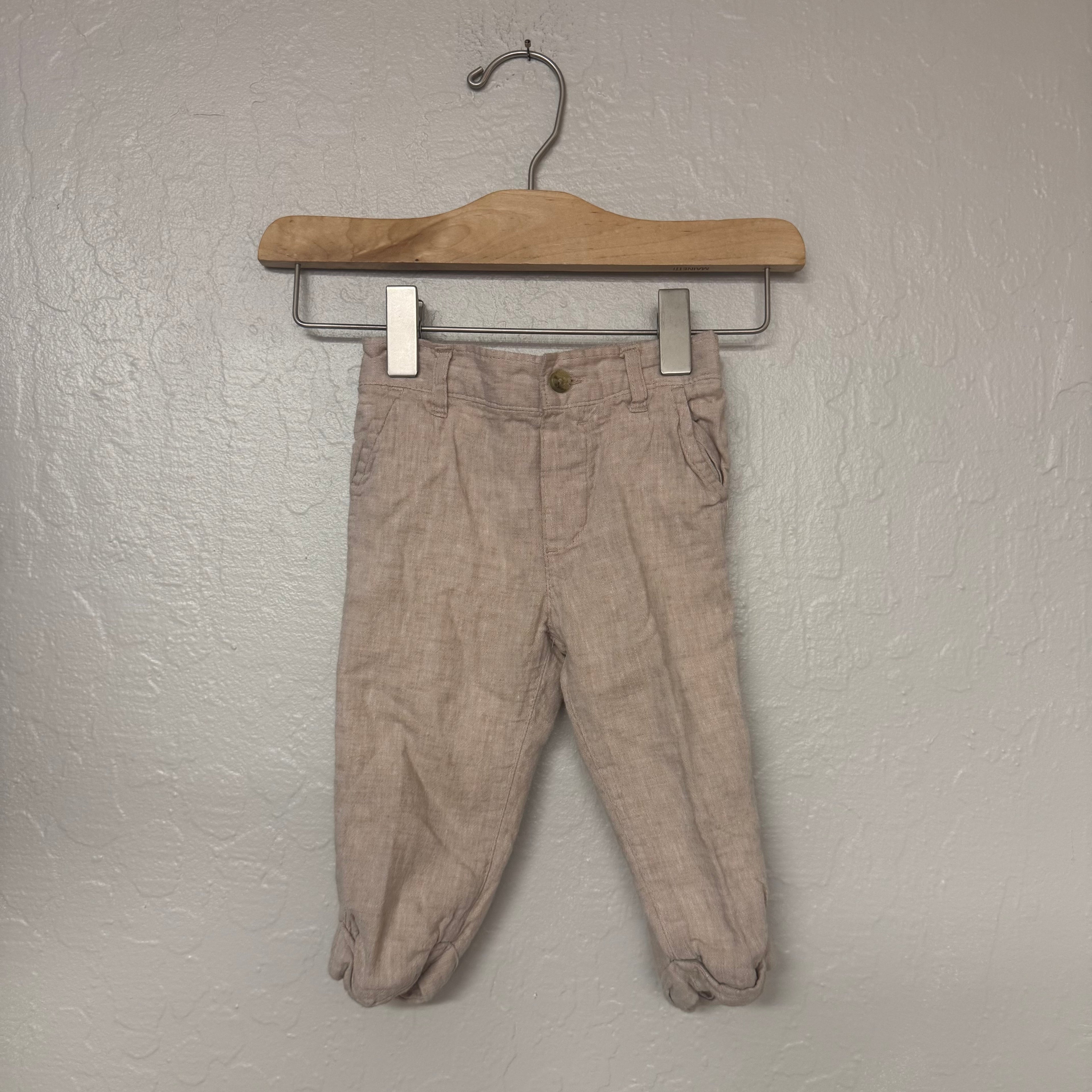 janie and jack beige linen pants 6-12M