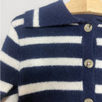 zara navy blue cream collared cardigan 12-18M