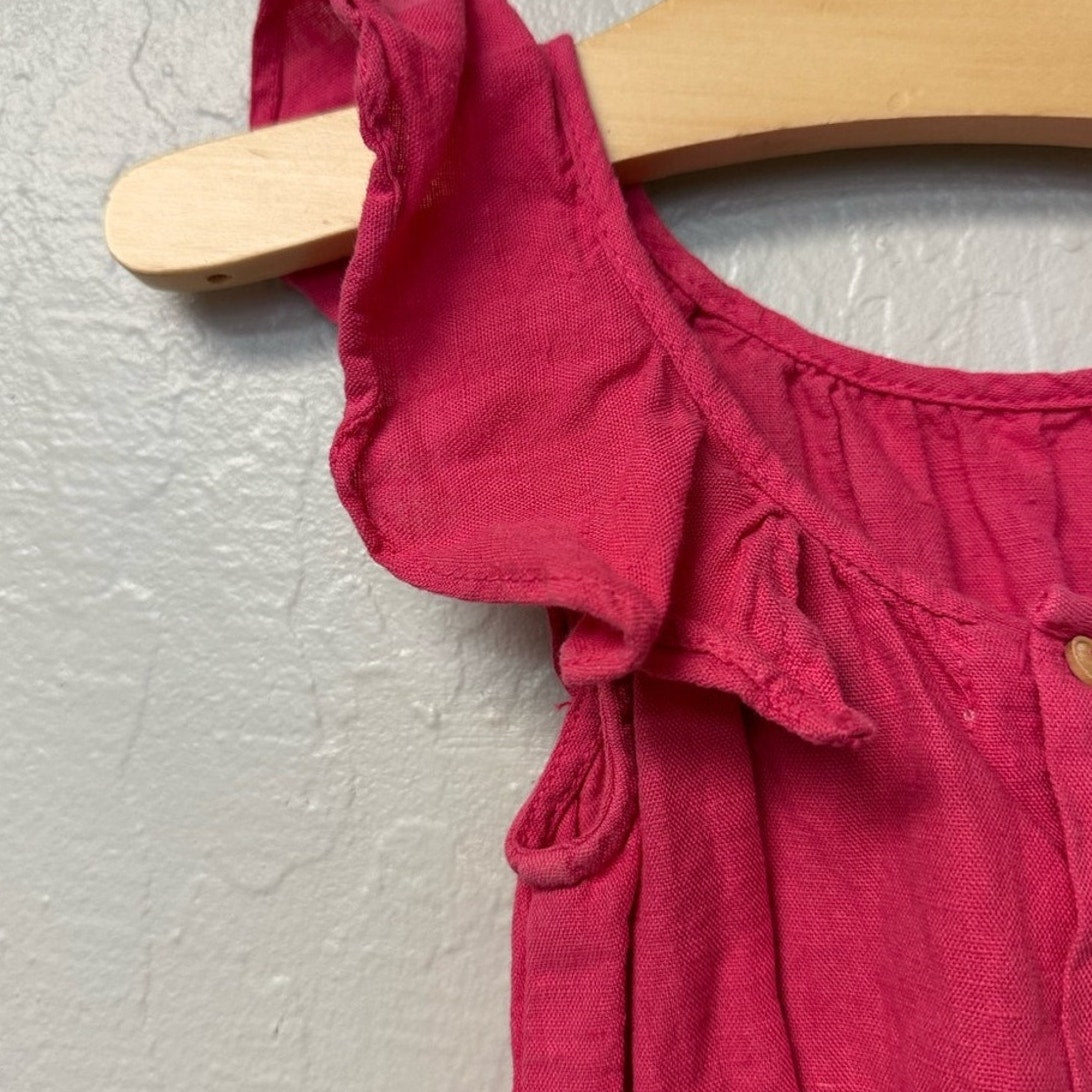 zara girls' pink linen romper 18-24M