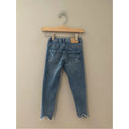 zara girls jeans high waist uneven hem 4-5Y