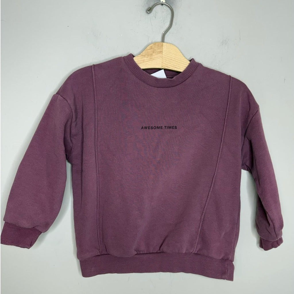 zara sweatshirt girls top shirt purple awesome times 4-5Y