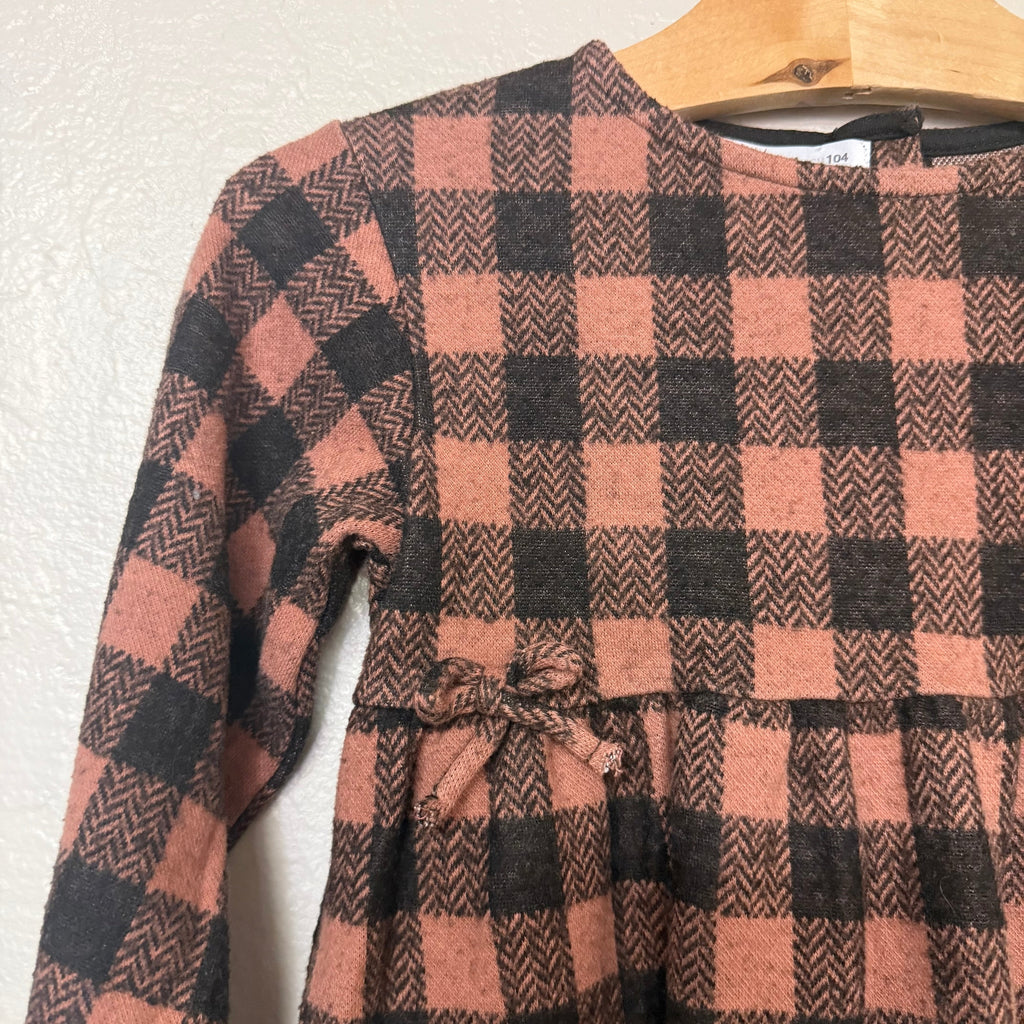 zara brown plaid dress 3-4Y