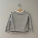 zara cream black stripe long-sleeve tee 6-7Y