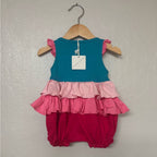 lemon loves layette blue pink romper 3-6M