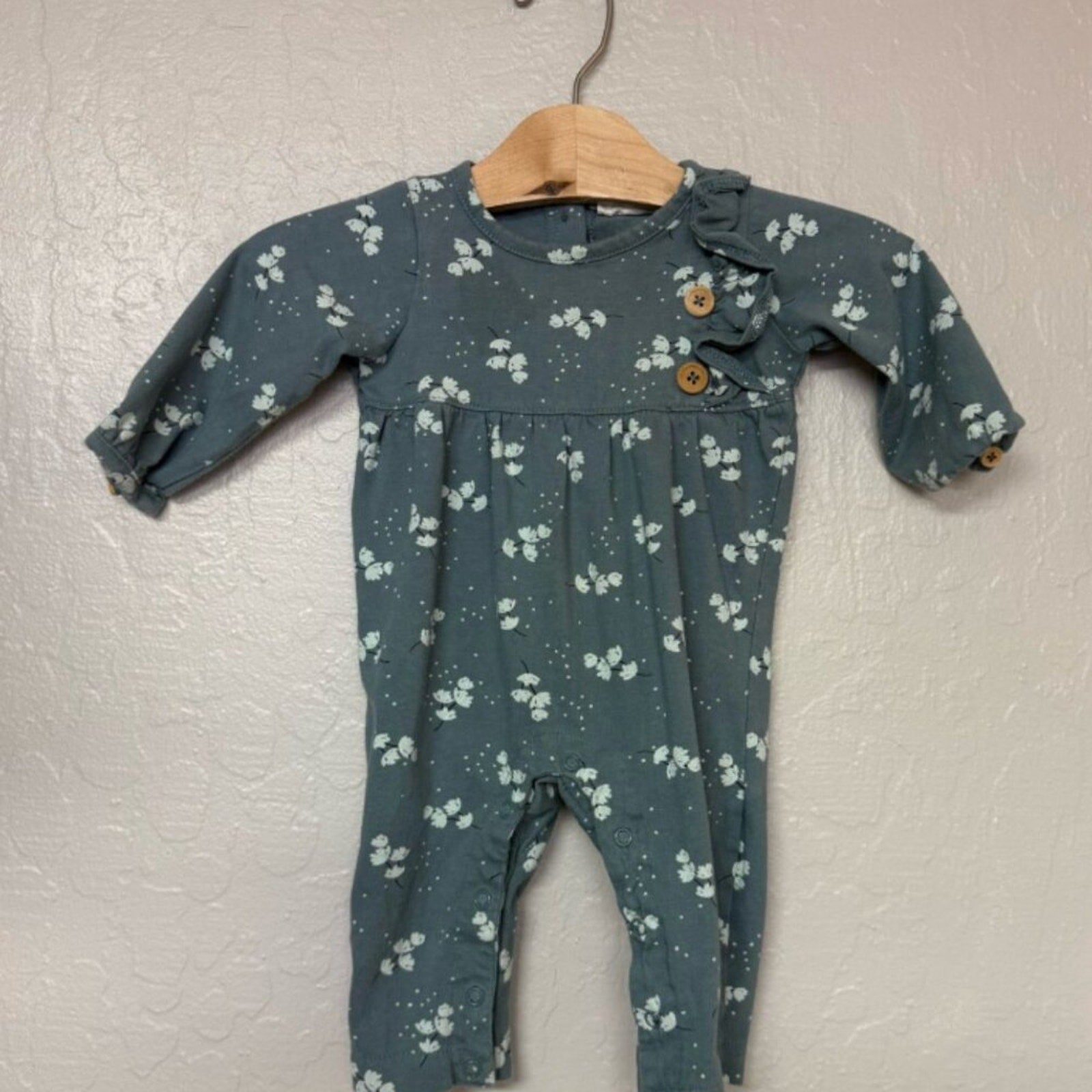 city mouse girls' blue floral romper‎ 3-6M
