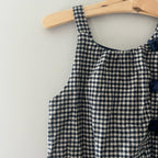 zara navy blue checked jumpsuit 3-4Y