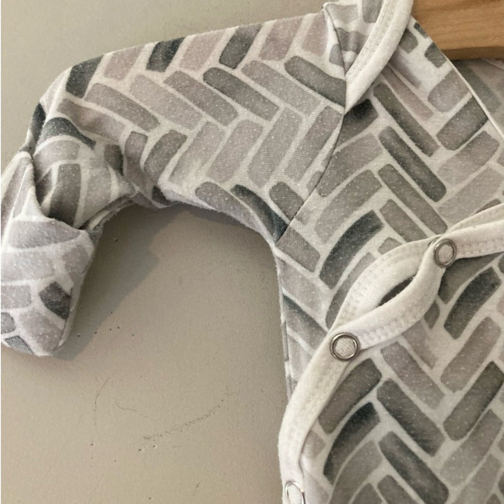 copper pearl knotted gown gray print newborn