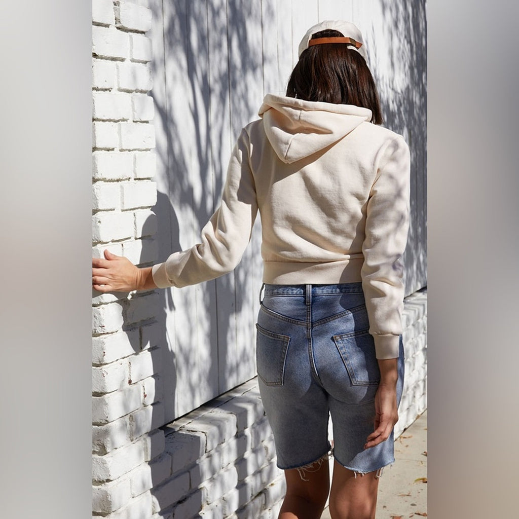 brandy melville cream hoodie zip-up