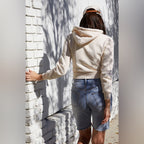 brandy melville cream hoodie zip-up