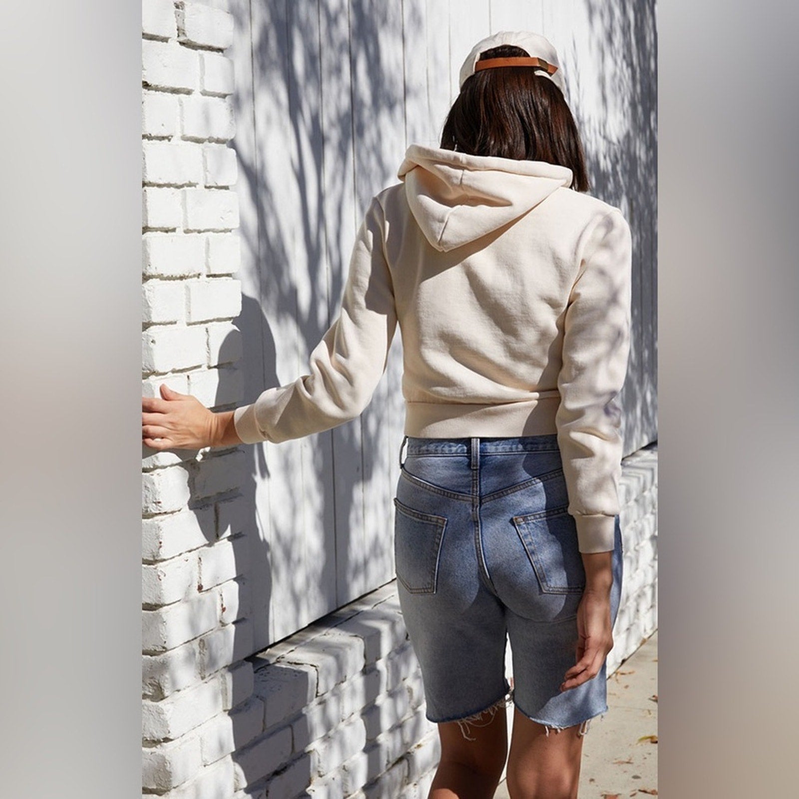 brandy melville cream hoodie zip-up