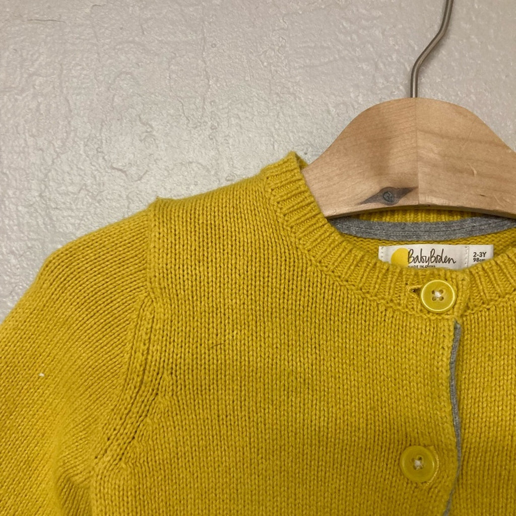 baby boden yellow cardigan 2-3Y