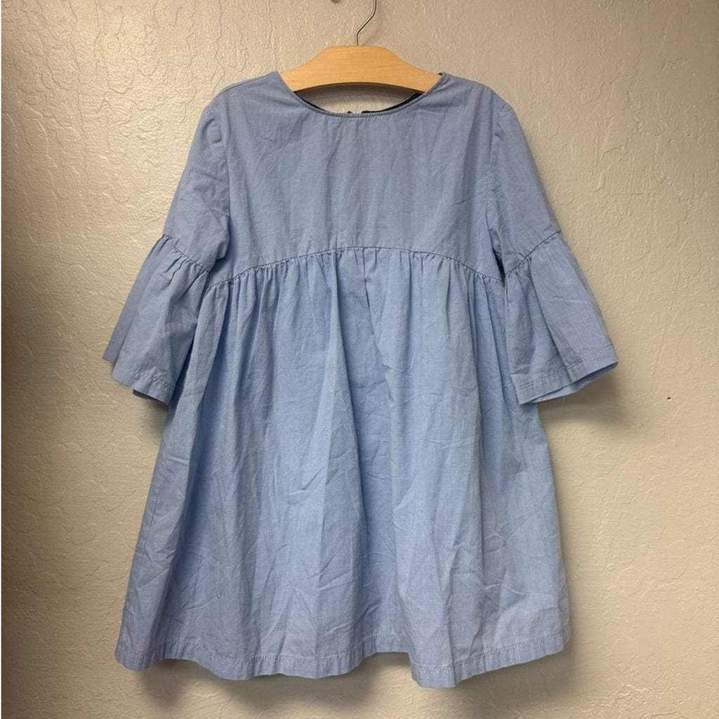 zara blue dress balloon sleeves 9-10Y