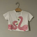 zara girls' white flamingo tee 6Y