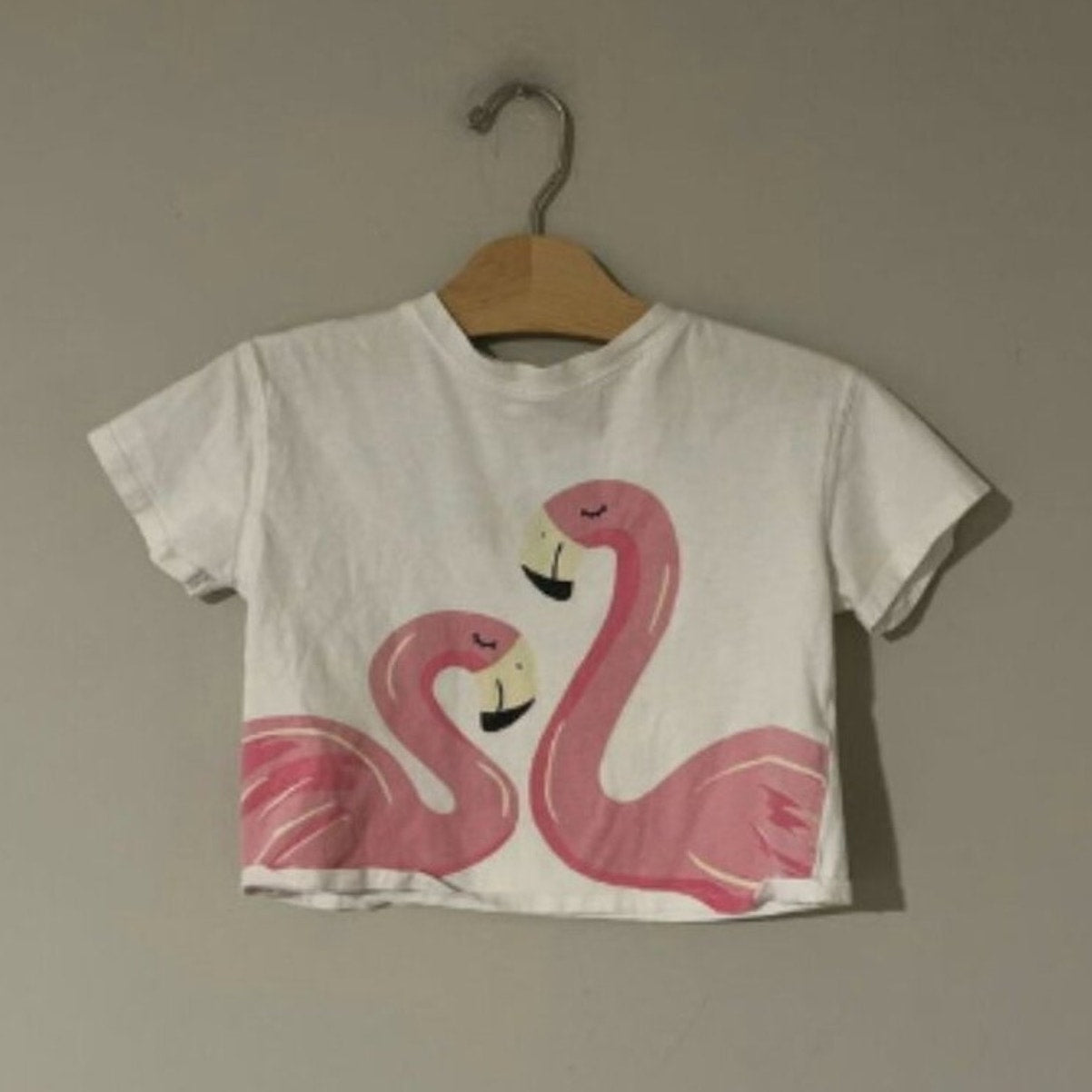 zara girls' white flamingo tee 6Y