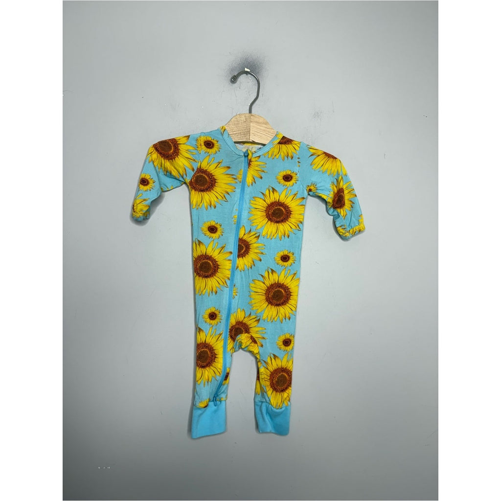 bestaroo sunflowers blue footie 3-6M