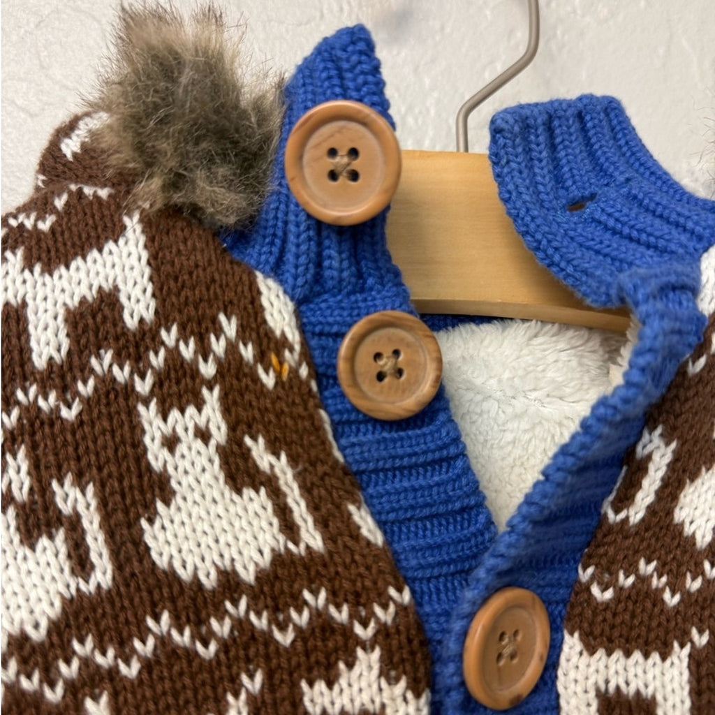 hanna andersson holiday fleece lining knitted cardigan 0-3M