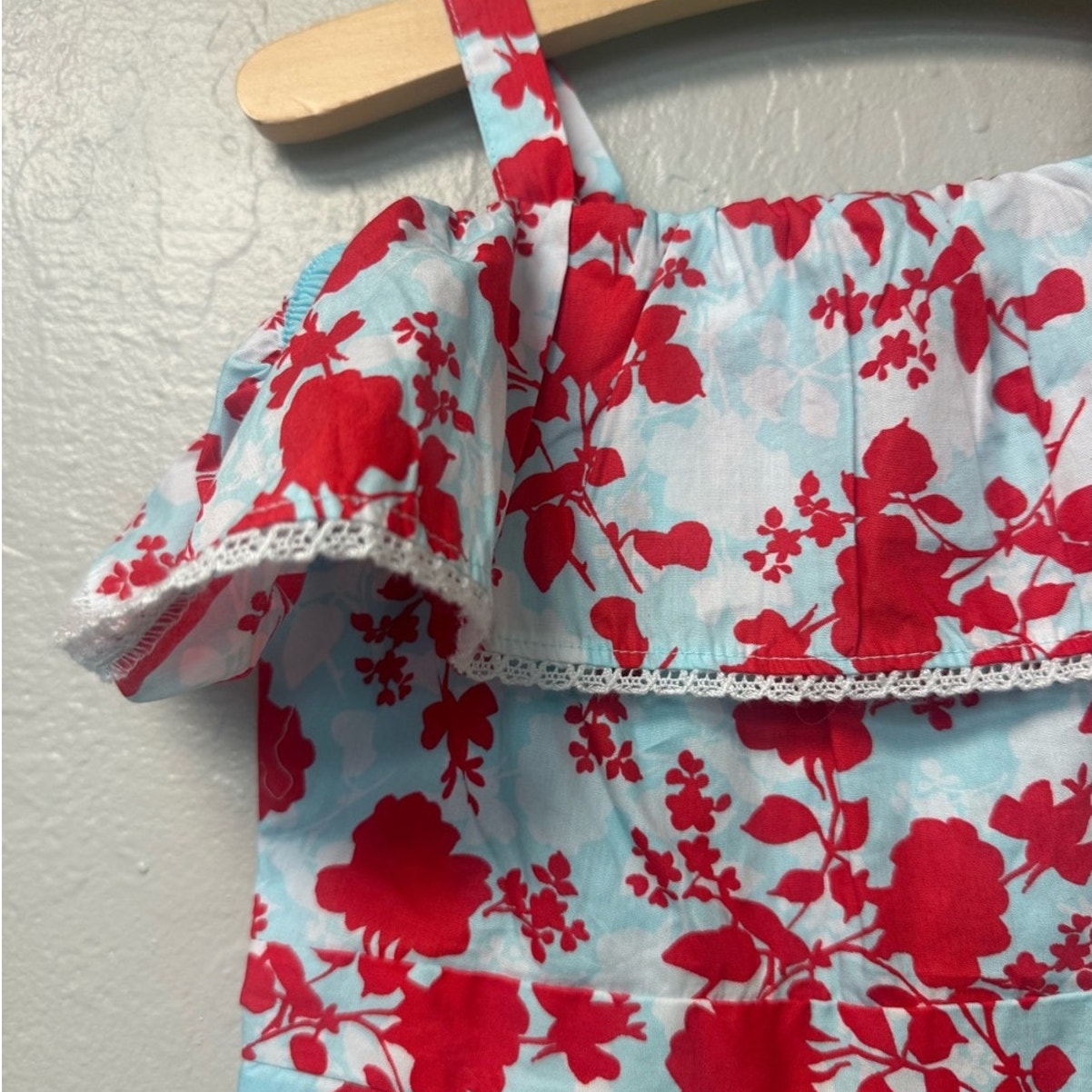 janie and jack girls' blue floral romper 4Y
