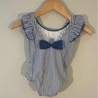 ruffle butts swimsuit blue white stripe 12-18M