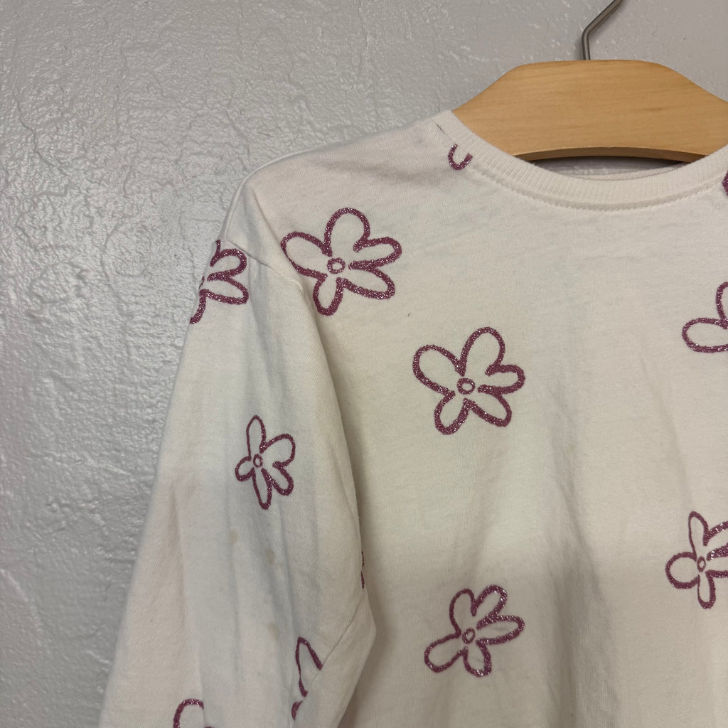 zara girls pink glitter floral long-sleeve tee 4-5Y