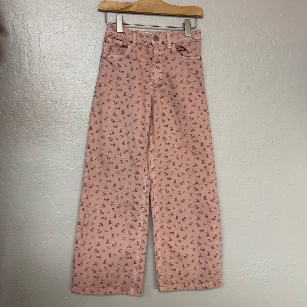 zara girls' pink floral jeans 8Y