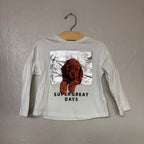 zara girls white dog graphic long-sleeve tee 3-4Y