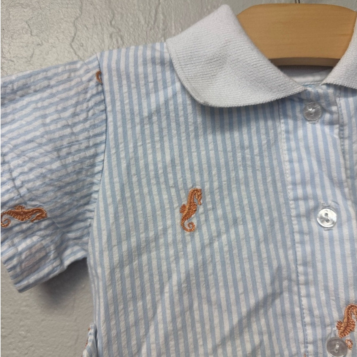 vintage embroidered white stripe shortie 12M
