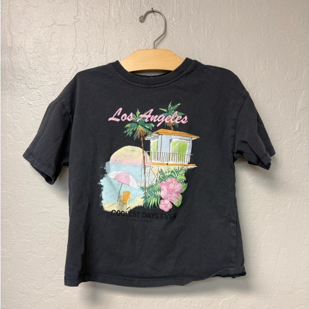 zara girls' black los angeles tee 5-6Y