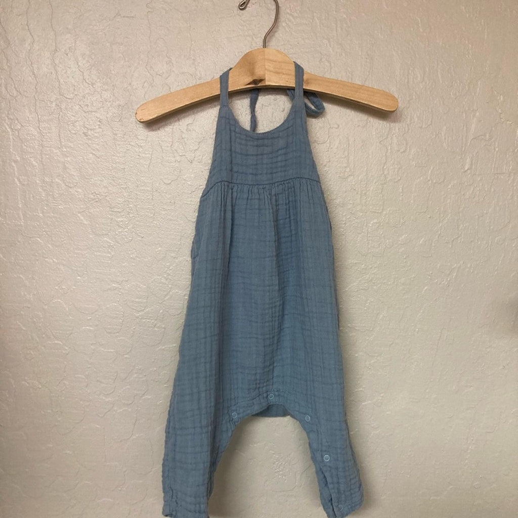 angel dear blue muslin romper 12-18M