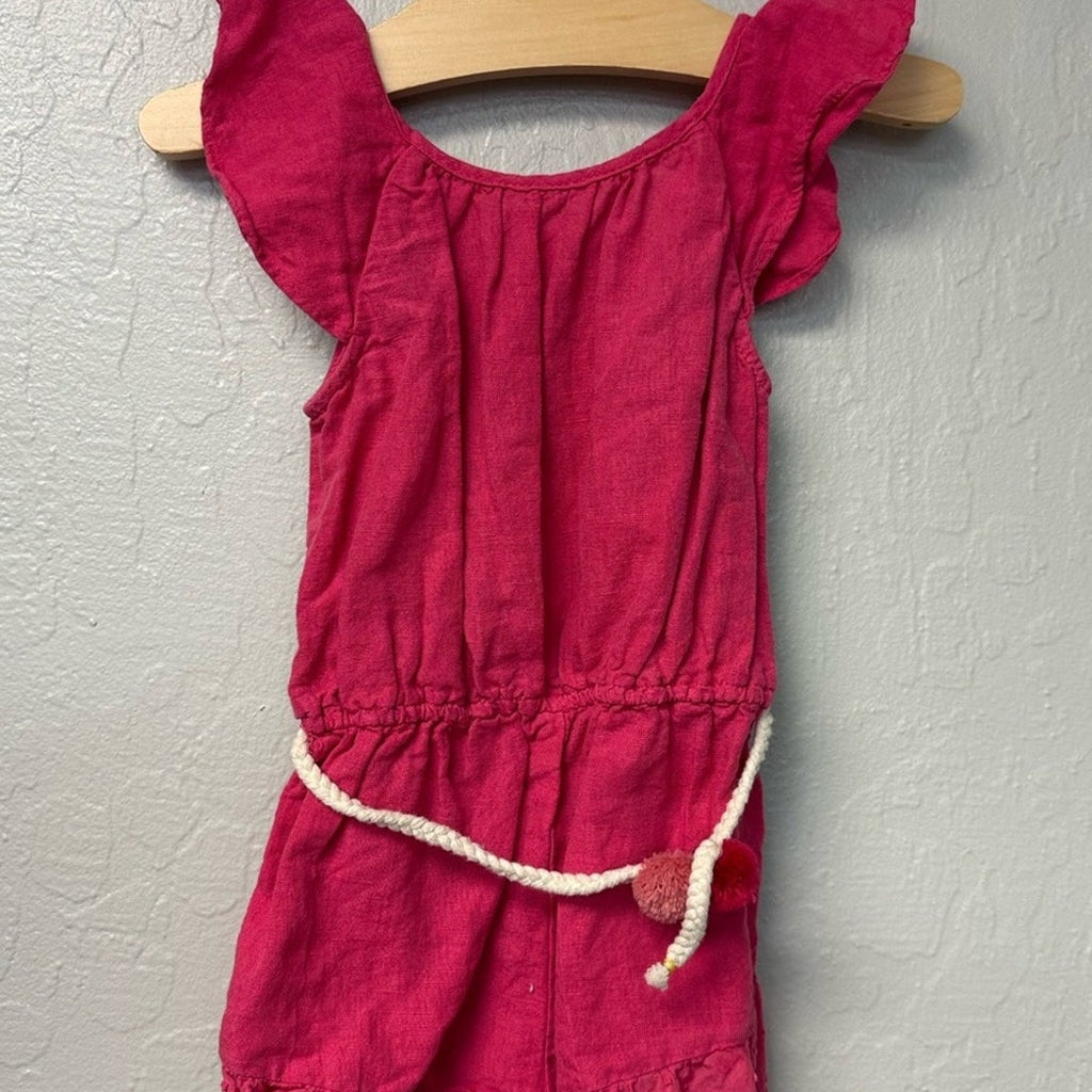 zara girls' pink linen romper 18-24M