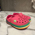 crocs girls' pink rainbow shoes 9c