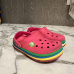 crocs girls' pink rainbow shoes 9c
