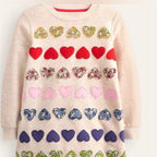 girls mini boden 5-6 patchwork hearts dress