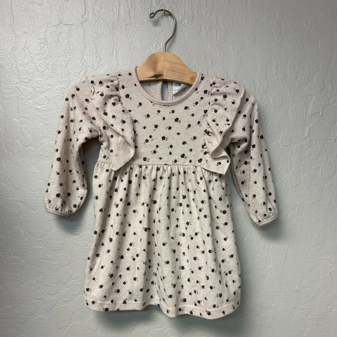 zara girls' floral long sleeve dress 18-24M