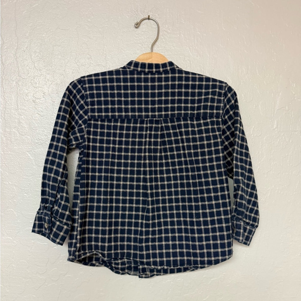 zara boys' navy checked button-down 5Y