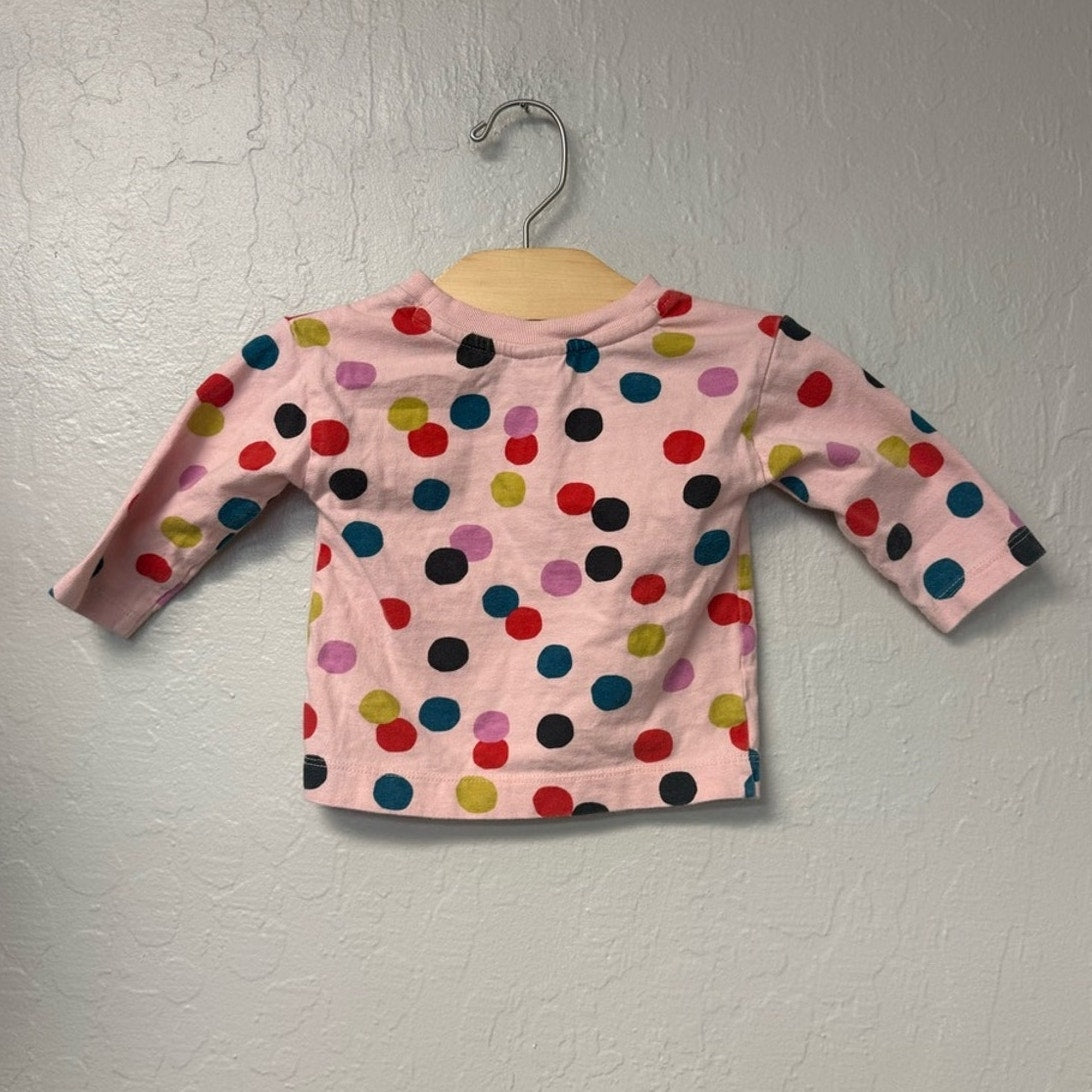 hanna andersson pink polka dot long-sleeve tee 6-12M