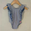 ruffle butts swimsuit blue white stripe 12-18M
